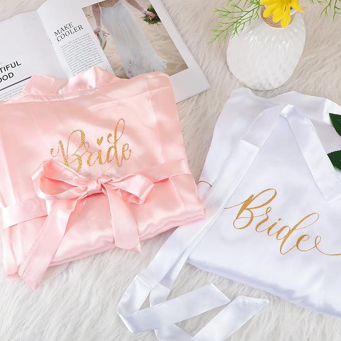 Panitay 42 Pcs Bridal Robes Sets Bride Robes Bridesmaids Proposal Gift Heart Sunglasses Champagne Flutes for Wedding Party