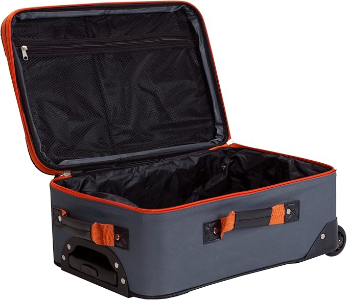Rockland Fashion Softside 2 Piece Luggage Set, Expandable, (14" Tote/19" Upright), Charcoal