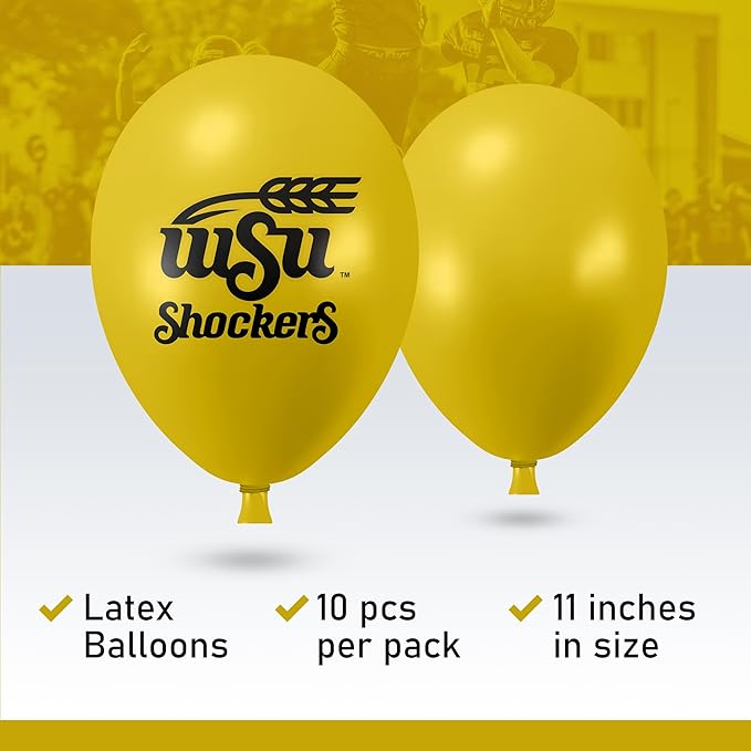 Wichita State Shockers Balloons 10 Pack 11" Official Licensed Logos, Helium Quality Latex Balloons, Perfect for College Football Team Celebration, Decorated Front and Back by Westrick
