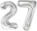 40 Inch Silver Number 27 Digital Balloon,Jumbo Mylar Foil Helium Balloon for 27 Balloons for Birthday Party,Wedding Anniversary Party Decorations