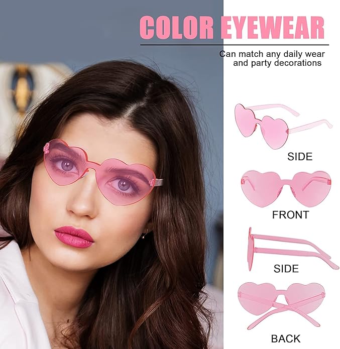 AEAHALY Heart Sunglasses for Women and Men Rimless Heart Shaped Sunglasses Bachelorette Bride Party Accessories