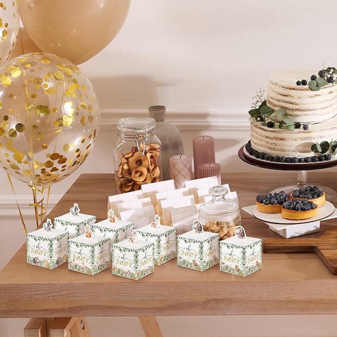 Didaey 48 Pcs Woodland Baby Shower Favor Boxes Small Animal Paper Treat Boxes Cute Woodland Forest Animals Themed Baby Shower Party Decorations for Candy Gift Bags Birthday Party Favors