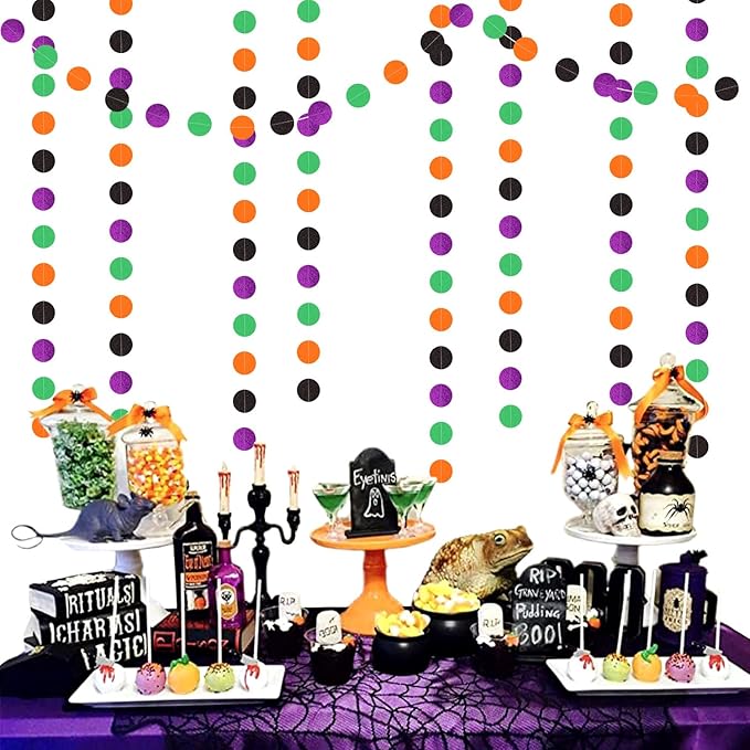 Black-Purple Orange-Green Halloween Party-Decorations Supplies - 52Ft Indoor Streamers Banner,Spooky Birthday Hanging Garland,Outdoor Horror Themed Wedding Baby Shower Wall Backdrop Decor Burgleda