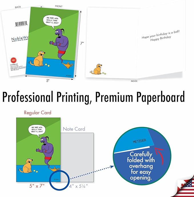 NobleWorks - 1 Funny Animal Card for Birthdays - Pet Cat and Dog Humor, Birthday Notecard with Envelope - Dog Wishes C3673BDG