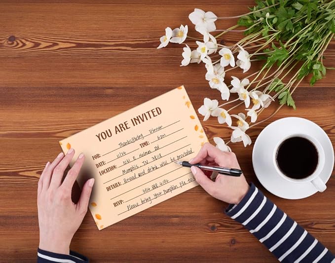 SICOHOME Thanksgiving Party Invitations - 12pcs 5"x7" Friendsgiving Invitations with Envelopes for Kids Adult Baby Shower Fall Birthday Invitations Thanksgiving Greeting Cards Party Favors Supplies