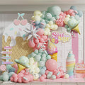 Ice Cream Balloon Arch Garland Kit,160Pcs Pastel Pink Green Yellow Blue Balloons with Ice Cream Foil Balloons for Kids Girls Birthday Baby Shower Candyland Sweet One Two Sweet Party Decorations