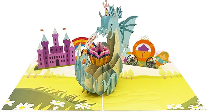 Happy Birthday Cute Dragon Pop-Up Card | Adorable 3D Popup Design for Kids & Adults | Perfect Birthday Greeting Card for Parties, Celebrations & Special Moments | Unique 3D Birthday Pop Up Card Gift
