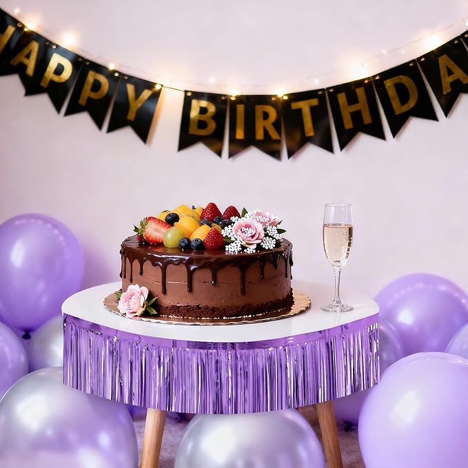 4 Packs Foil Fringe Garland Tinsel Streamers Shiny Wall Hanging Birthday Banner Backdrop for Graduation Wedding Anniversary Celebration Happy Birthday Party Decorations Light Purple