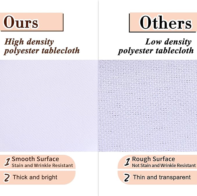 Kesfey 6 Packs White Table Cloths Rectangle 70 x120 inch Washable Polyester Fabric White Tablecloths for 6-8 Ft Tables Stain and Wrinkle Resistant Reusable Table Covers for Parties Wedding Banquet