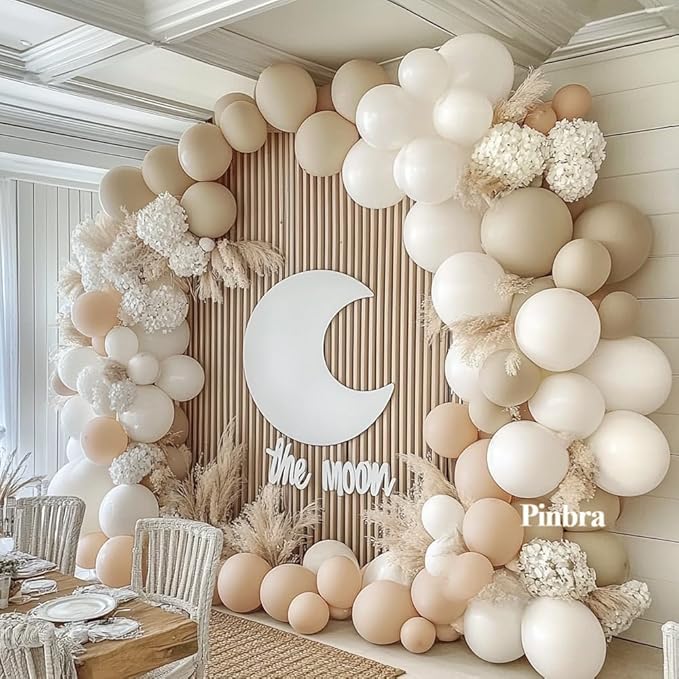 White Balloon Arch Double Stuffed White Sand Cream Beige Balloon Garland Kit Blush Nude Balloons for Neutral Baby Shower Gender Reveal Bridal Birthday Wedding Engagement Party Decorations