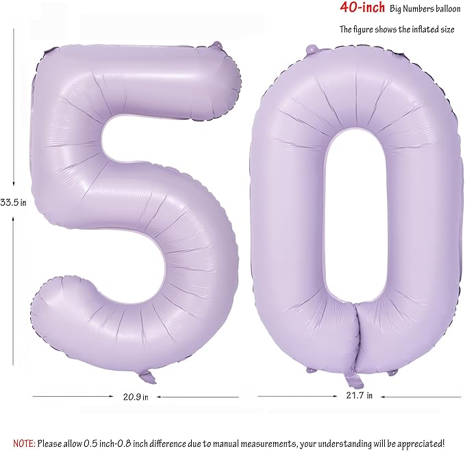 40 In Matte Purple Number Balloons Helium Foil Mylar Balloon Birthday Party banquet Decoration Digital 50
