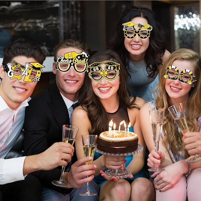 12PCS Graduation Glasses, Graduation Party Paper Eyeglasses Photo Booth Props for Class of 2026 Grad Party Supplies Decorationss