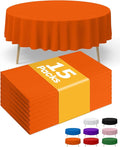 Orange Plastic Table Cloth Round Table 15 Pack, 84'' Tablecloth for Round Tables, Table Cloth for Disposable Use, Table Cover for Holiday Party, Gathering