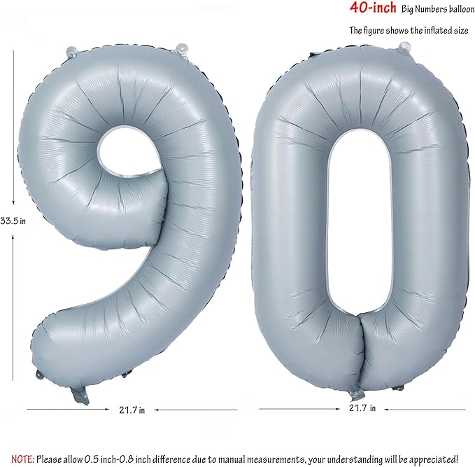 40 In Matte gray Number Balloons Helium Foil Mylar Balloon Birthday Party banquet Decoration 90