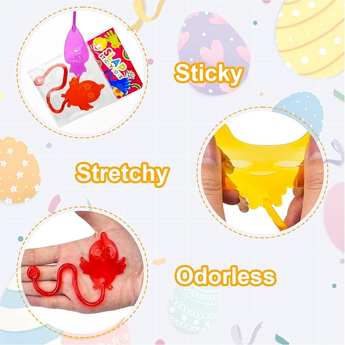 Easter Basket Goodie Bag Stuffers Party Favors for Kids,36 Pack Sticky Hands Toys Gifts for Toddlers,Easter Egg Pinata Treat Bags Fillers,Non Candy Classroom Prizes Essentials Stuff for Boys Girls