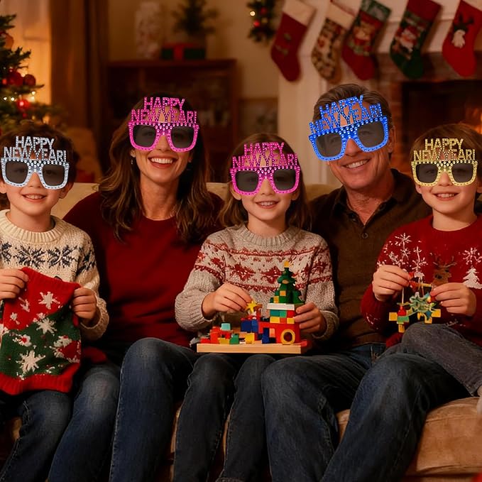 Happy New Year Eyeglasses 2026-8 Pack Party Supplies, Photo Booth Props for New Year's Eve Party Decor