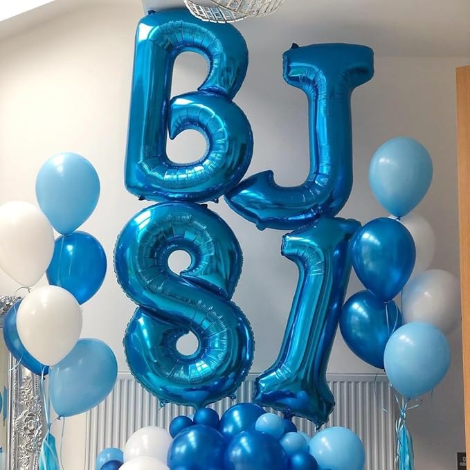 40 Inch Blue Letter J Balloons Alphabet J Letter Balloons Foil Mylar Big Letter Balloons for Birthday Party Anniversary New Year Graduation Wedding Decorations