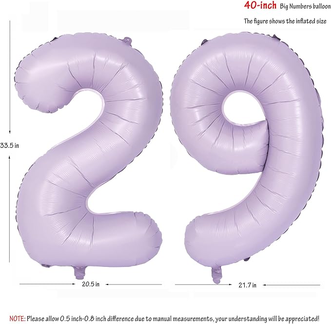 40 In Matte Purple Number Balloons Helium Foil Mylar Balloon Birthday Party banquet Decoration Digital 29