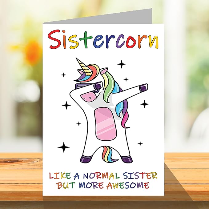 Stuff4 Birthday Cards for Sister - Sistercorn - Birthday Card from Brother or Step Sibling, Unicorn Birthday Card Gift, A5 Seasonal Sibling Funny Greeting Cards Gifts
