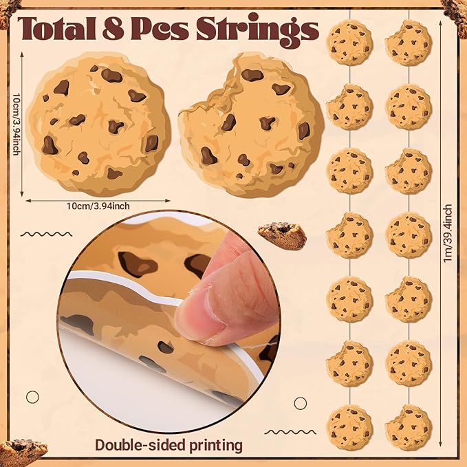 Xinnun Cookie Party Decorations Chocolate Chip Cookie Garlands Banners Cutouts Ribbon Streamers for Street Theme Birthday Baby Shower Party Decorations Supplies