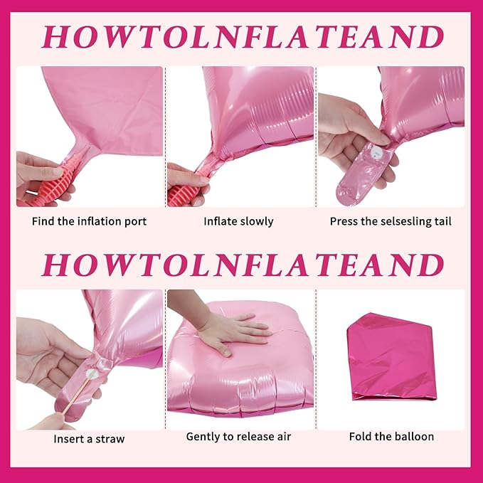 Metallic Magenta Hot Pink Flat Square Foil Balloons Backdrop Wall, Double Sided Tunnel with Latex Pink Balloon Arch Garland Kit for Valentine's Day Anniversary Bridal Wedding Birthday Party Decoration