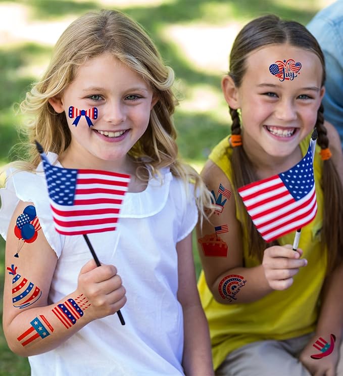 4th of July Outfits for Women - 4th of July Temporary Tattoos, 120 PCS USA Flag Patriotic Tattoos, USA Flag, Fireworks, Eagle, Statue of Liberty, Independence Day, Memorial Day