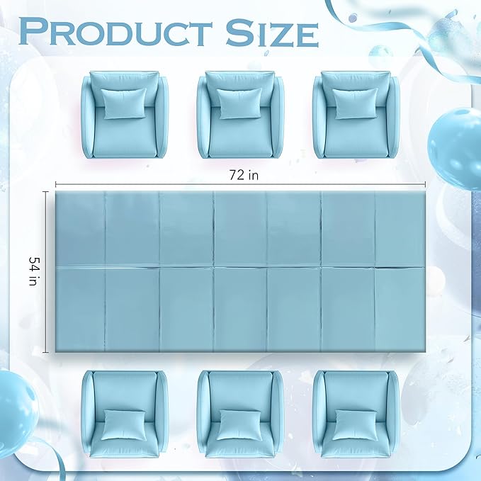 2Pcs Light Blue Foil Metallic Tablecloth Shiny Party Table Cloth 54" X 72" Disposable Rectangle Decoration for Thanksgiving Christmas Graduation Birthday Pary