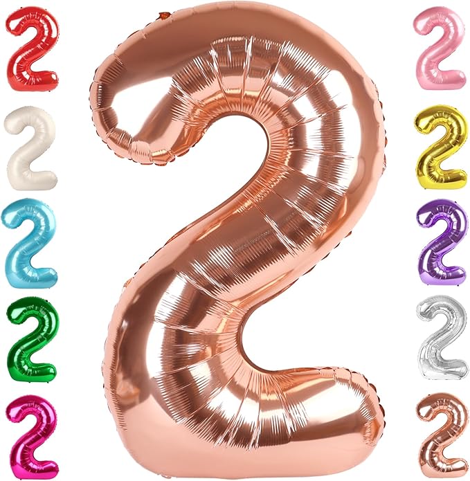 2 Numbers Balloon 40 Inch Rose Gold Two Balloon Number Birthday Decor, 2nd 12 21st Party Celebration Decorations Graduations Wedding Baby Shower