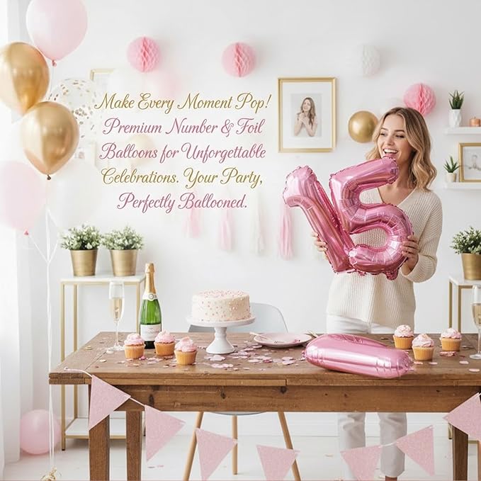 20 Pieces 2 Sets of 16 Inch Pink Number 0-9 Balloons – Foil Mylar Balloons for Custom Number Decorations, Birthday, Baby Shower, Anniversary, Graduation, New Year, Party Backdrops