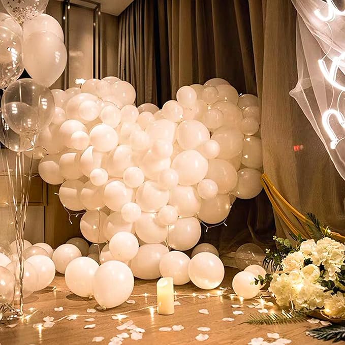 KAWKALSH White Balloon Different Sizes, 111Pcs 18 12 5 Inch Matte White Latex Balloon Arch Kit Garland for Wedding Bridal Graduation Baby Shower Birthday Party Decorations