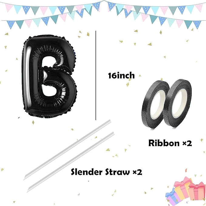 16 Inch Black Letter Balloons Mylar Foil Alphabet Letter A-Z Balloons Set for Wedding Birthday Party Decoration Banner 26pcs (black)