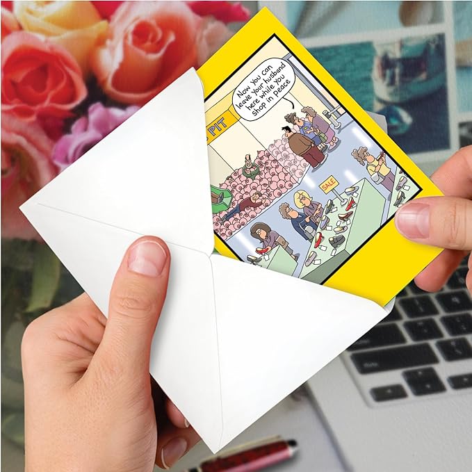 NobleWorks - 1 Funny Cartoon Card for Birthdays - Happy Bday Celebration for Grown-Ups, Humor Stationery Greeting - Boob Pit 4349