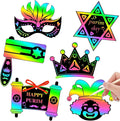 JULMELON 36PCS Purim Day Scratch Cards, Jewish Holiday Magic Color Rainbow Paper Purim Crafts for Kids DIY Art Painting Project Supplies for Purim Decorations School Classroom Activities