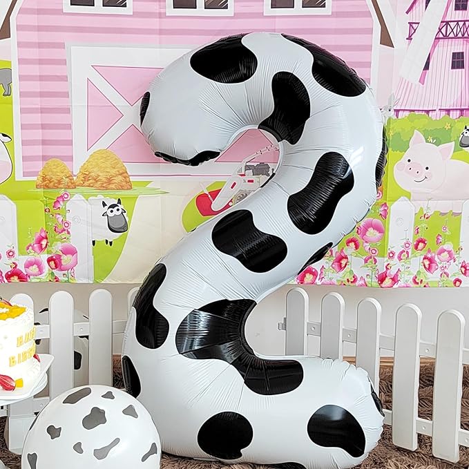 Cow Print Balloon Birthday Decorations Supplies,40 inch Number 0 Balloon | Cow Themed Birthday Party Decorations | Farm Barn Decor for kids,Girl,Boy