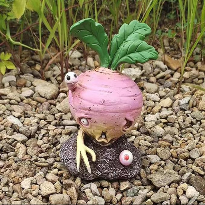 Halloween Vegetable Zombie Statue,Realistic Carrot Potato Zombie Garden Sculpture,Halloween Garden Decor,Outdoor Decorations for Patio Yard Walking Dead Zombie Gnome Graveyard Décor (Radish（A）)