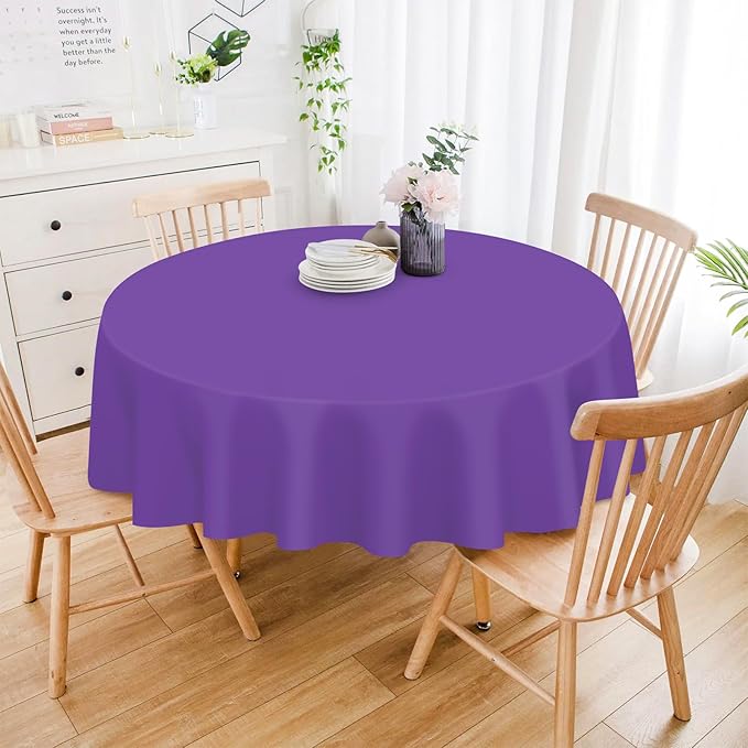 Mulbozy 12 Pack Dark Purple Round Tablecloth, 84 Inches Plastic Table Cover, Premium Disposable Round Party Tablecloth for Restaurant Dinners, Wedding, Grad Party, BBQ, Outdoor Camping