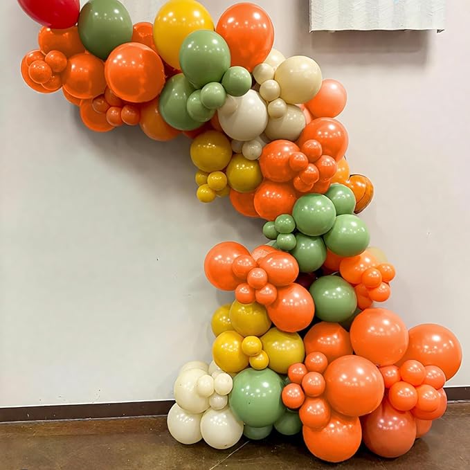 Fall Balloon Arch Kit, Burnt Orange Mustard Yellow Metallic Rose Gold Ivory White Nude Autumn Balloons with Maple Leaves Foil Balloons for Fall Baby Shower Decorations Thanksgiving Party Birthday