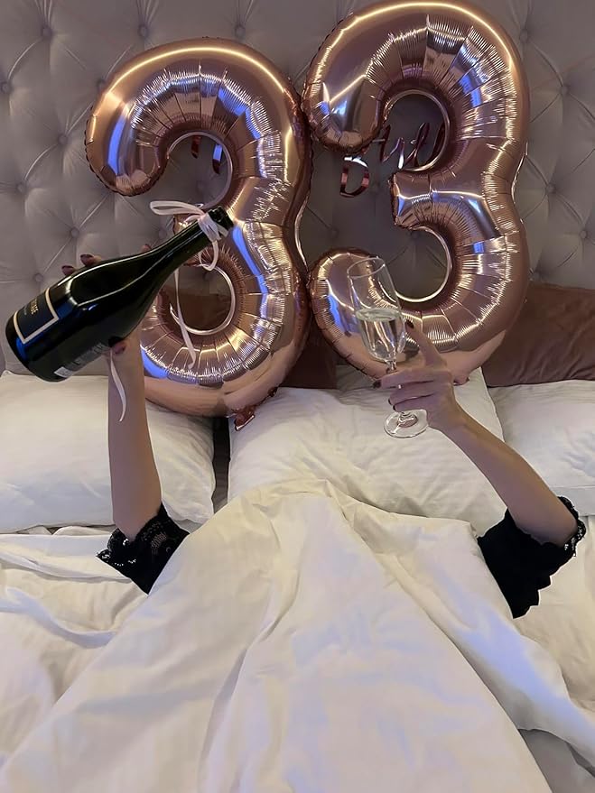 13 Number Balloons, 40 Inch Rose Gold Balloons for Woman Man 13th Birthday Party Decoration, Foil Number 13 Ballon for 13, 31 Anniversary, Bridal Shower, Graduation, Wedding, Valentine's Day
