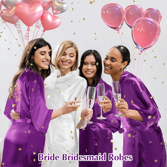 Panitay 42 Pcs Bridal Robes Sets Bride Robes Bridesmaids Proposal Gift Heart Sunglasses Champagne Flutes for Wedding Party