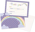 Kids Thank You Cards Fill in the Blank, Boho Rainbow Thank You Notes For Boys Girls, Purple Rainbow Greeting Card, Birthday Party Decorations Favors (20 Cards With 20 Envelopes) -29