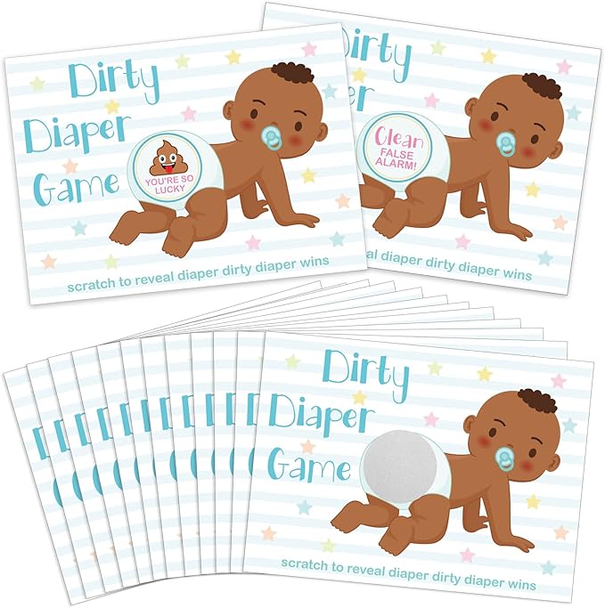 Geyee 60 Pieces Baby Shower Scratch off Game Funny Raffle Cards Baby Shower Party Games Decorations Cute Activity for Activity and Idea for Boy Girl(Brown)