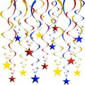 BEISHIDA Red Blue Gold Star Hanging Swirl Decorations, Birthday Hanging Party Supplies for Graduation Wedding Baby Shower Birthday Decorations,Pack of 15