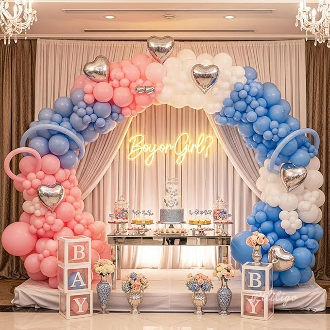 134Pcs Pink and Blue Balloons Garland Arch Kit - Gender Reveal Balloon Decorations for Boy or Girl, Baby Shower, Birthday, Anniversary Party Decorations 2026