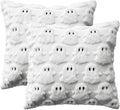AVOIN colorlife Halloween Ghost White Throw Pillow Cover Set of 2, 20 x 20 Inch Soft Plush Faux Fur Jacquard Spooky Cushion Case Decoration for Sofa Couch