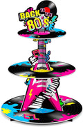 Ben Louis 3 Tier 80s Cupcake Stand Party Decorations Back to The 80's Theme Holder Retro 1980s Hip Hop Dessert Tower Birthday Cake for Neon Rock Hippie Supplies
