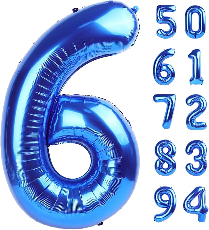 Navy Blue 6 Balloon, Number Balloon 40 Inch, Blue Party Supplies 6th Balloons for Birthday, 6 Birthday Balloon, Number 6 Balloon