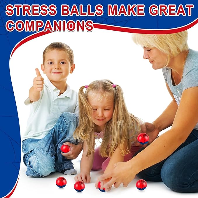 12 PCS Spider Stress Balls for Kids Party Favors, 1.97 Inch Anxiety Relief Fidget Sensory Toys, Spider Theme Squeeze Toys Bulk for Birthday Goodie Bags, Carnival Gifts & Classroom Prizes