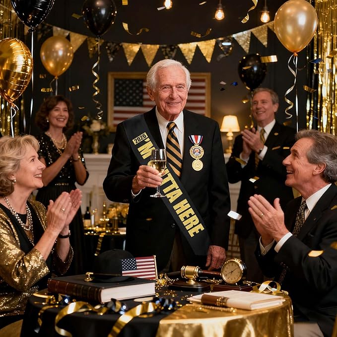 Sash for Retirement 2026 Graduation Farewell Going Away Party, High School & College Grad Gifts for Him Her Retired 2026 Keepsake for Man Women, Party Supplies, Black & Gold Glitter
