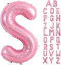 TONIFUL 40 Inch Large Pink Letter S Balloons Giant Foil Mylar Alphabet Balloon for Birthday Party Anniversary Baby Shower Wedding Supplies Decorations