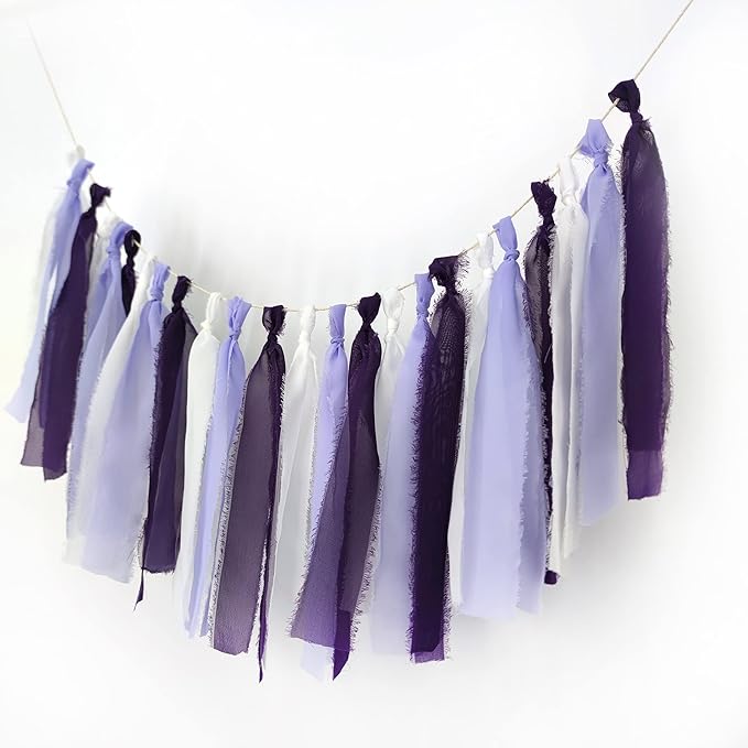 Chiffon Tsaasel Garland for Wedding Tea Party (Purple + Lilac + Ivory)